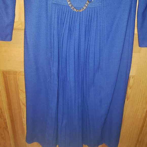 Lipton's Canada CA06161 VTG  Blue Dress Size 6 Pleated Back Chain Should… - Picture 4 of 10